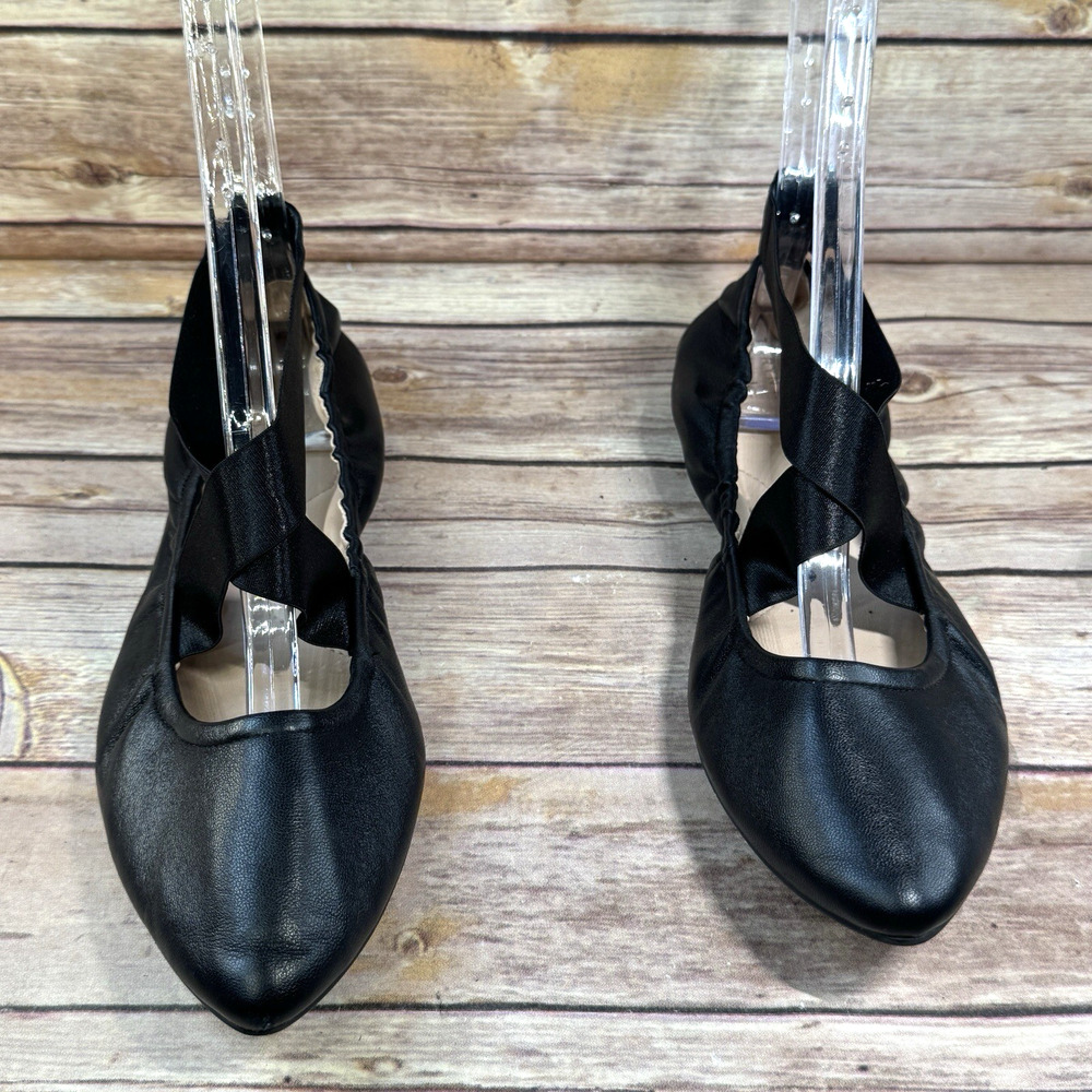 Taryn Rose Women’s Black Napa Leather Edina Pointed Toe Ballet Flat Shoes 9 - Picture 3 of 8